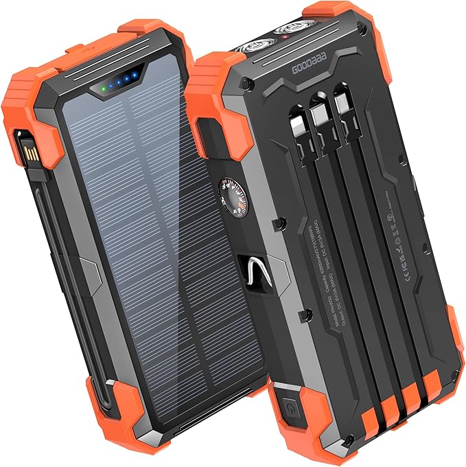 GOODaaa Portable Charger 42800mAh Built in 4 Cables and Thermometer 15W Fast Charging Power Bank