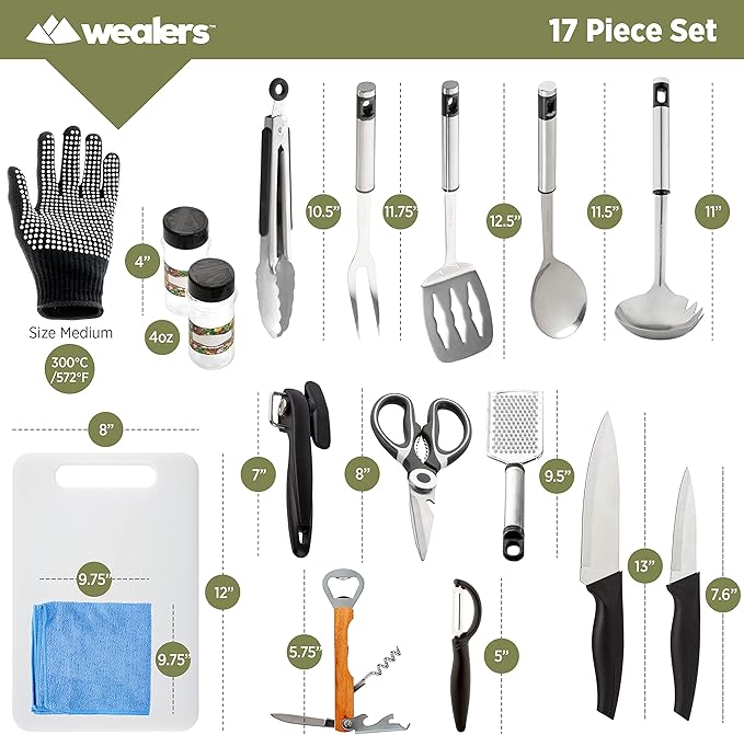 Camp Kitchen Cooking Utensil Set Travel Organizer Grill Accessories Portable Compact Gear for