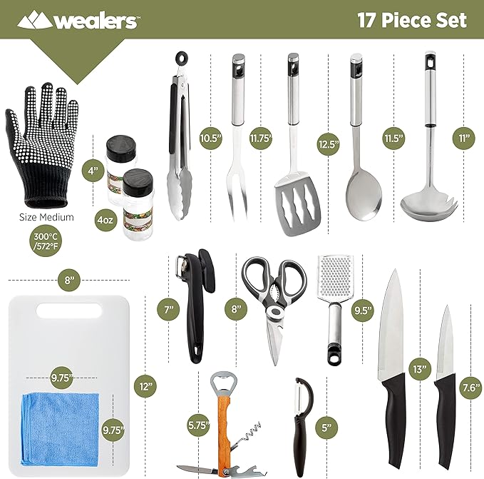 Camp Kitchen Cooking Utensil Set Travel Organizer Grill Accessories Portable Compact Gear for