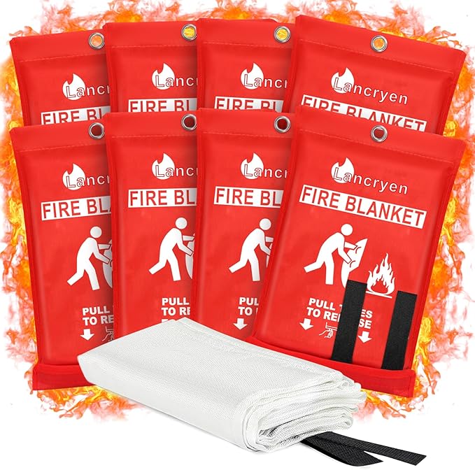 Lancryen 2025 Emergency Fire Blanket, Fire Extinguisher Blanket, Fire Suppression Fabric Flame