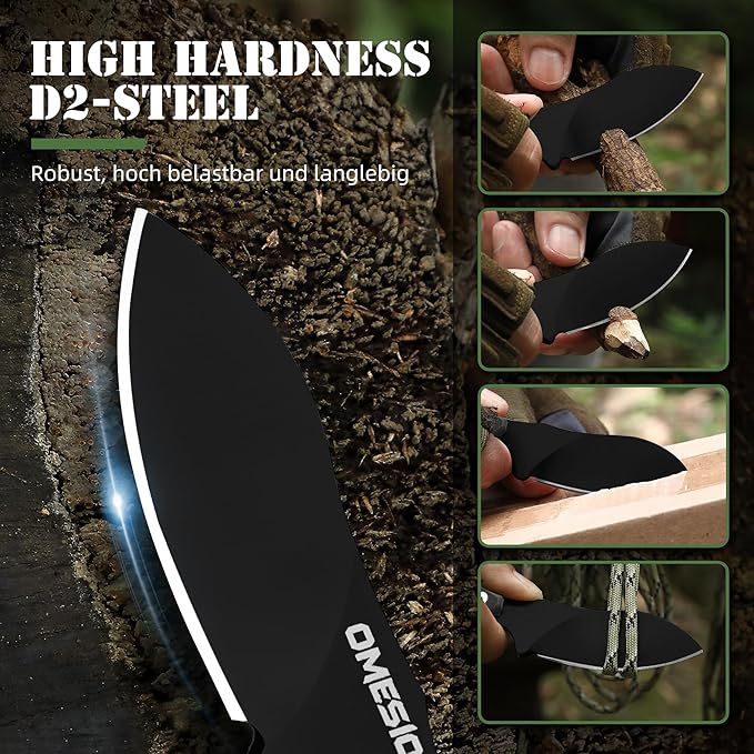 Omesio Neck Knife, 5.82" Small Fixed Blade Tactical Knife, Compact Full Tang EDC Neck Knife with