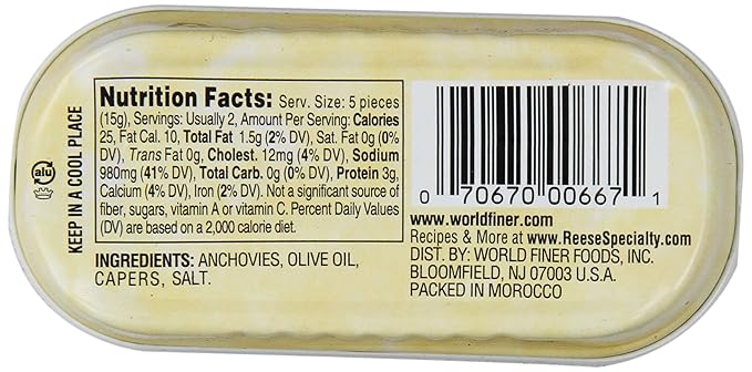 Reese Rolled Anchovies, 2 Ounce Tins (Pack of 10)