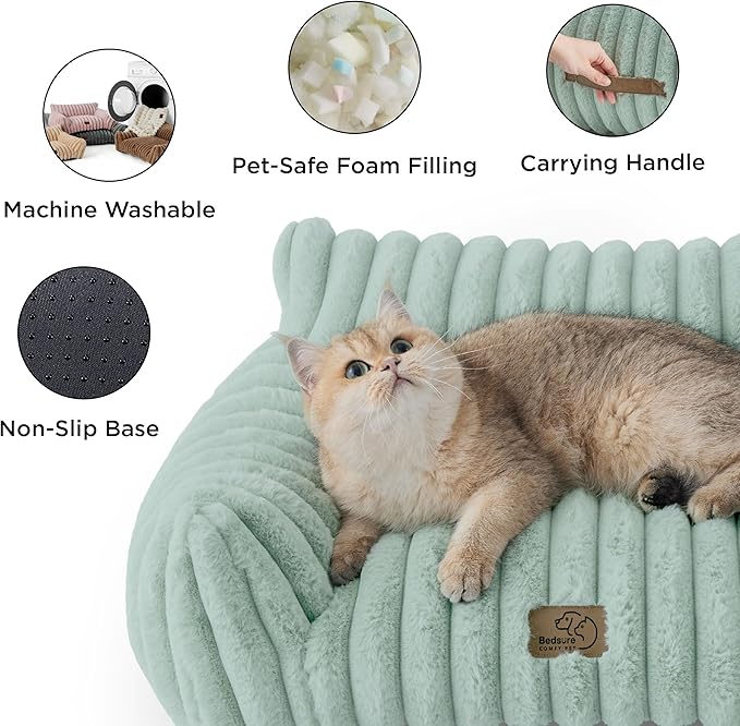 Bedsure Cute Cat Couch for Pets - Fluffy Cat Sofa with Premium Soft Corduroy Fleece, Fuzzy Pet