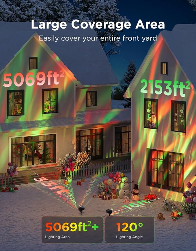 Govee Outdoor Projector Light, Upgraded Aurora Star Projector with 16 RGB Patterns, 50+ Scene Modes