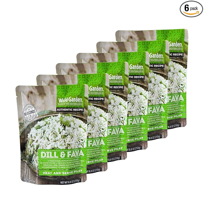 Wild Garden Heat and Serve Pilaf, Dill & Fava, Fully Cooked, Ready to Eat, Microwavable 8.8 oz, 6