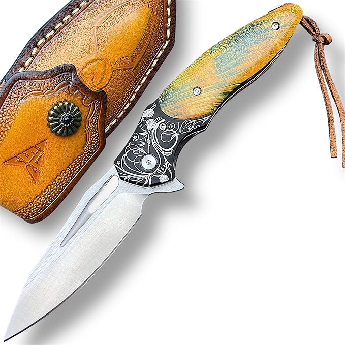 TACTICAL GEARZ Premium EDC Folding Pocket Knife, ASP30 Steel Drop Point Blade, Ball Bearing Pivot