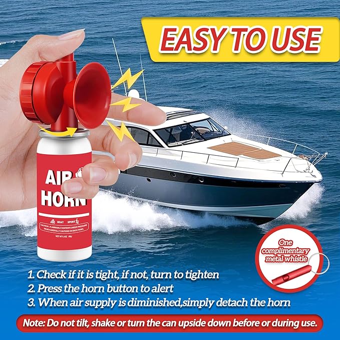 1.4oz Boat Air Horn, 130DB Heard Up to 0.5-Miles Away,Handheld Mini Marine Fog Horn Blow Horn Boat