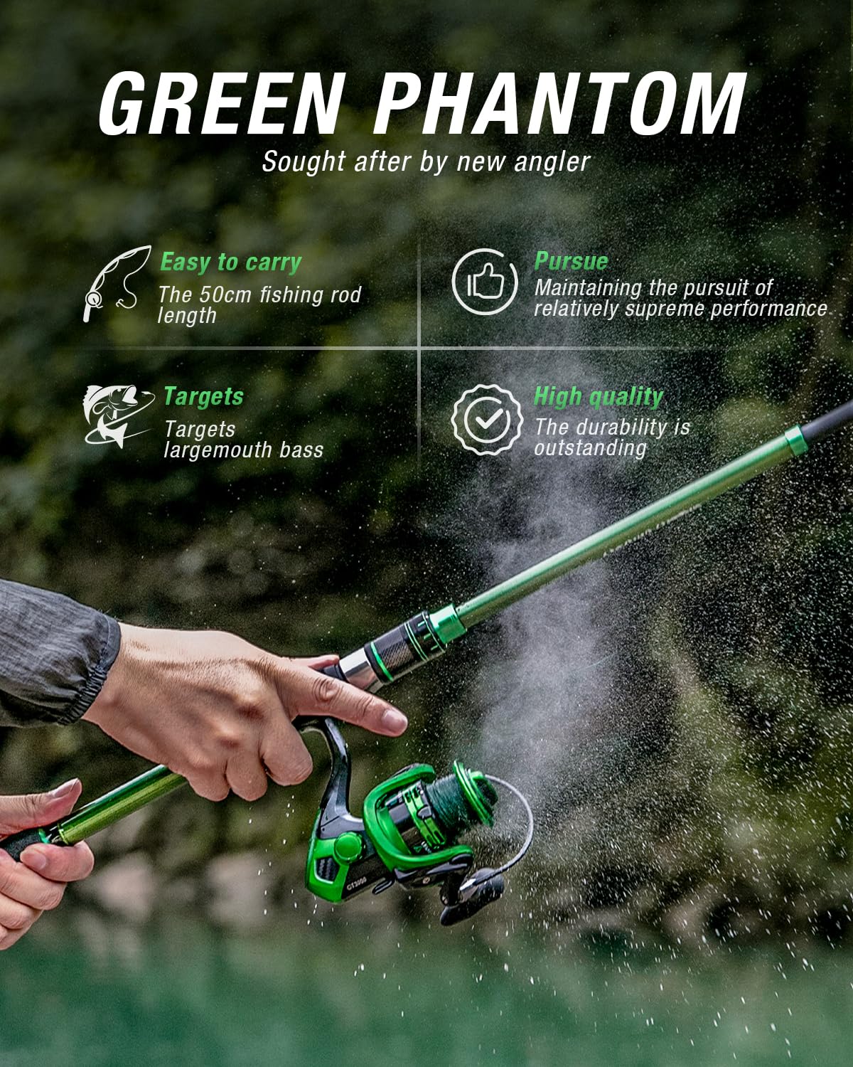 Ghosthorn 2 Pack Telescopic Fishing Rod and Reel Combo,Portable Travel Set