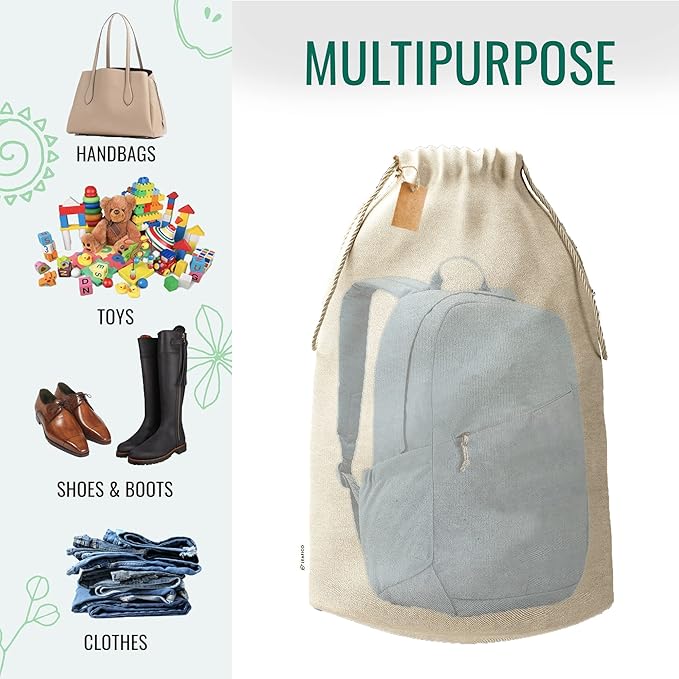 LEAFICO Reusable Produce Storage Bags - XX-Large 19x23 3 Pack - Breathable Muslin Fabric Sacks with