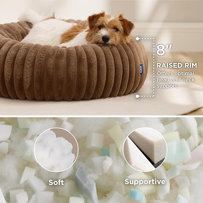 Bedsure Donut Small Dog Bed - Dog Beds for Small Dogs with Corduroy Fleece & Anti Slip Bottom