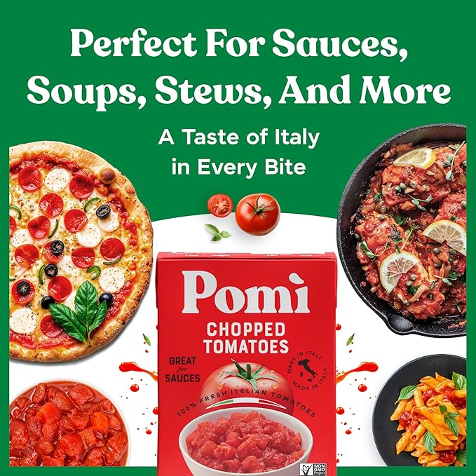 Pomì Chopped Tomatoes 13.8oz (Pack of 12) - Italian Chopped Tomato Made from All Natural 100% Fresh