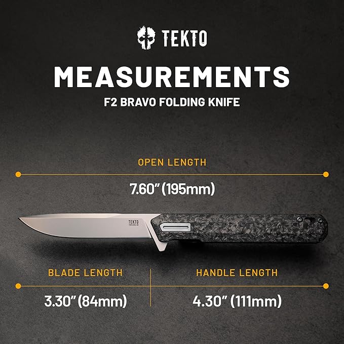 F2 Bravo Folding Knife Pocket - D2 Steel Blade, Ceramic Ball Bearings - EDC - Snap, Swift Flip