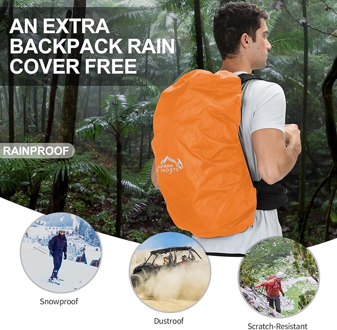 Hiking Backpack, Waterproof Hiking Daypack with 3L Water Bladder and Rain Cover, Lightweight Travel