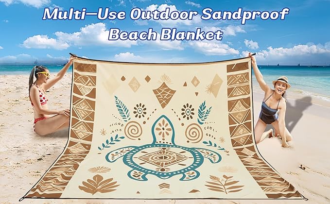 Beach Blanket Waterproof Sandproof Beach Mat 79" X 83"/10'x9'for 2-8 Adults Quick Drying Outdoor