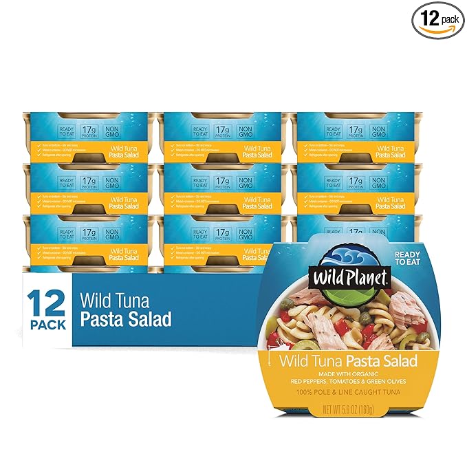 Wild Planet Ready-To-Eat Wild Tuna Pasta Salad With Organic Red Peppers, Tomatoes & Green Olives