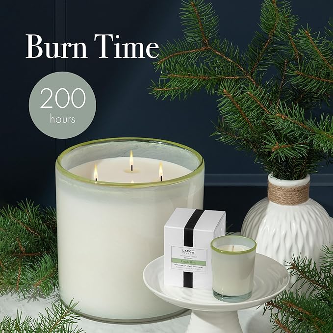 LAFCO New York Luxe 4-Wick Candle, Feu de Bois - 86 oz - 200-Hour Burn Time - Reusable, Hand Blown