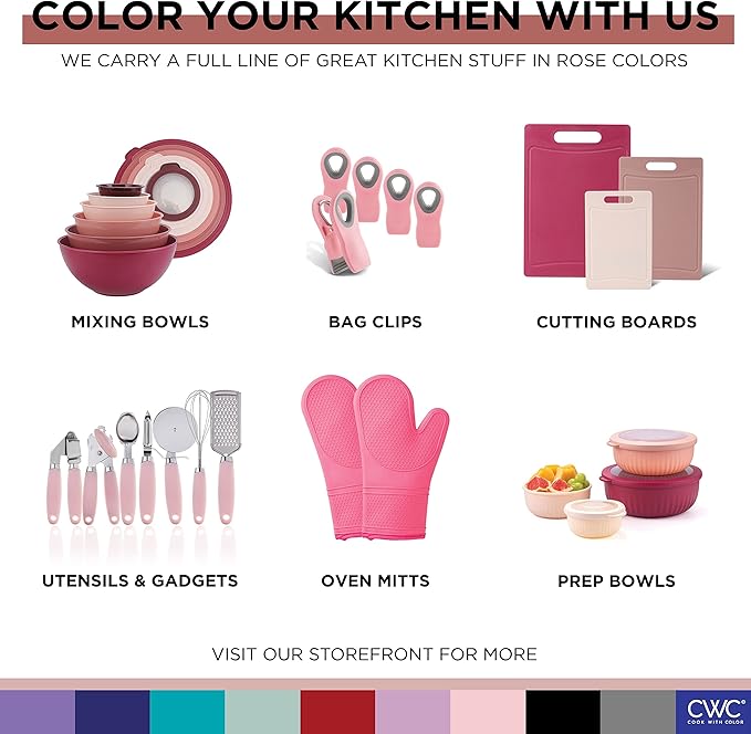 COOK WITH COLOR Silicone Cooking Utensils, Kitchen Utensil Set, Easy to Clean Silicone Kitchen