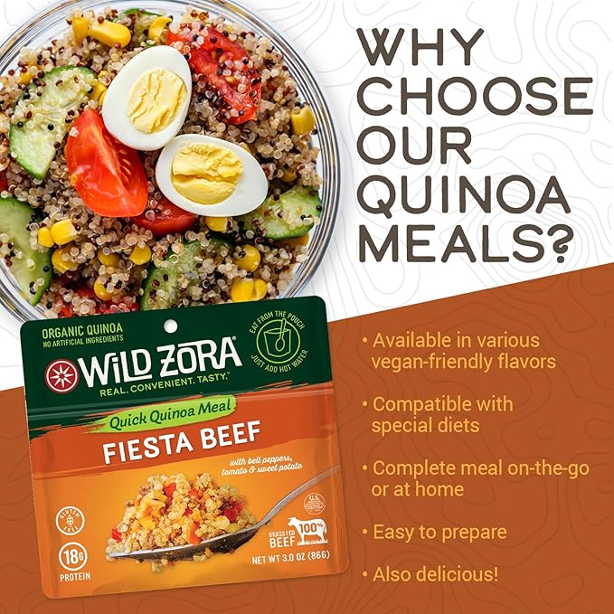 Wild Zora Instant Organic Quinoa Meals - Quick & Tasty Prepared Quinoa Bowls, Pantry Staples
