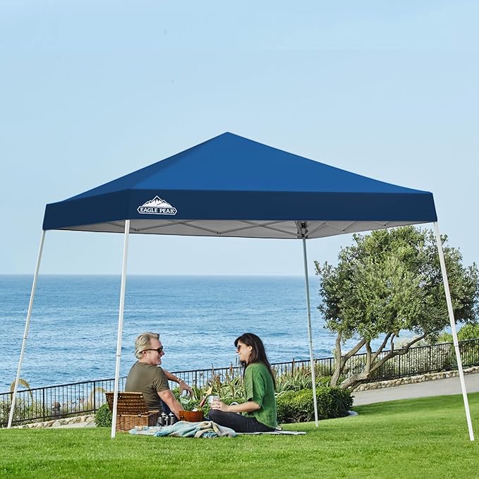 EAGLE PEAK 10x10 Slant Leg Pop-up Canopy Tent Easy One Person Setup Instant Outdoor Beach Canopy