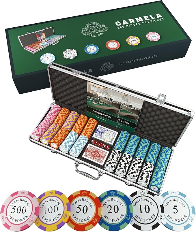 Bullets Poker Set, 2 Plastic Card, Dice, Dealer Button, Manual & Travel Case ??with Case for Texas