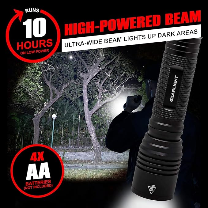 GearLight S2000 LED Flashlight High Lumens - Super Bright, Powerful, Mid-Size Tactical Flashlight