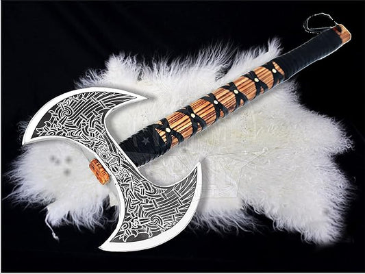 SHINY CRAFTS- Camping Axe Tomahawk Viking Bearded Axe Christmas gifts-27 Long Odin's Double Edge