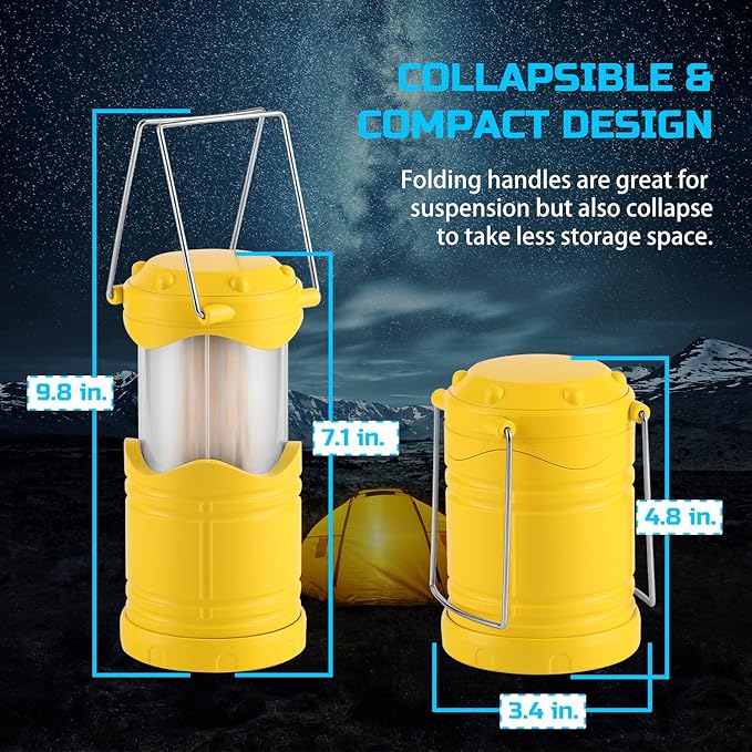 Lichamp 4 Pack LED Camping Lanterns, Collapsible Flameless Candles Tea Lights, Portable Battery