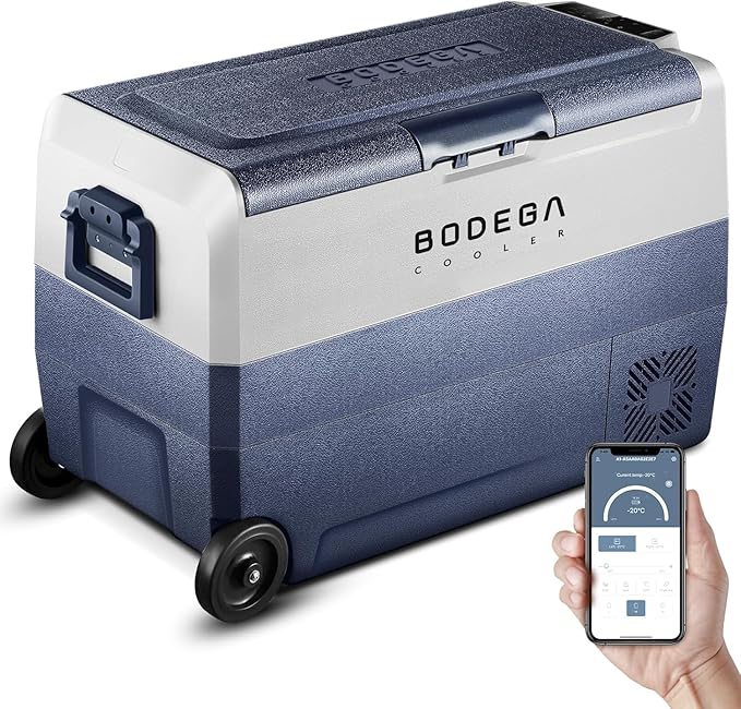 BODEGACOOLER 12 Volt Portable Refrigerator,64 Quart Car Fridge Dual Zone -4℉-68℉,60L Car Freezer