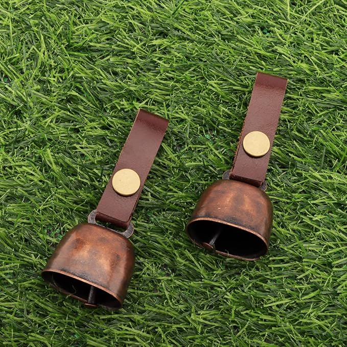 kcrygogo Loud Bear Bells with Leather Button Strap and Emergency Whistle for Survival, Hiking