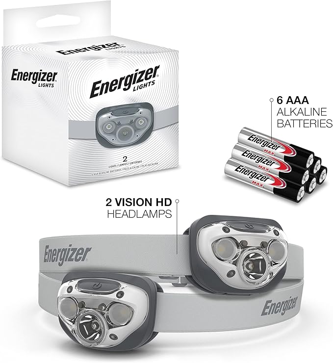 Energizer LED Headlamp PRO (2-Pack), IPX4 Water Resistant Headlamps, High-Performance Head Light