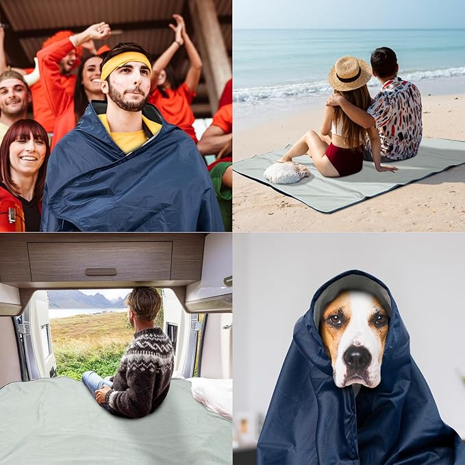 Fleece Waterproof Outdoor Blanket - Windproof Stadium Blanket for Camping, Picnics, and Sports Stay