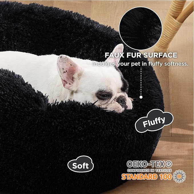 Bedsure Calming Dog Bed for Small Dogs - Donut Washable Small Pet Bed, 23 inches Anti-Slip Round