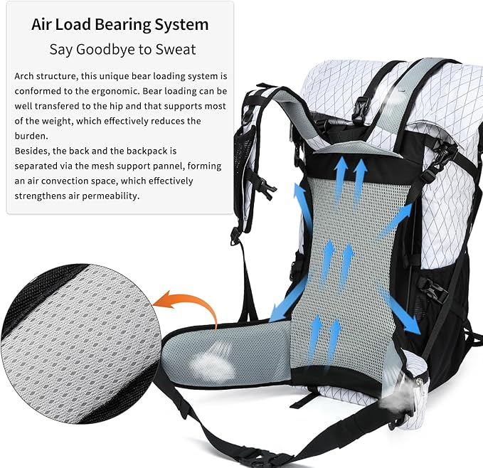 Hiking Backpack,40L to 50L Extra Large Capacity Hiking Bag,Internal Frame Camping Backpack,Upgraded