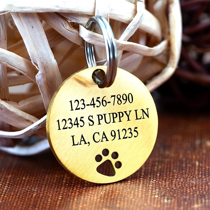 Ultra Joys Dog Tags Personalized for Pets - Hollow Paw Custom Pet ID Tag - Engraved Dog Tag for