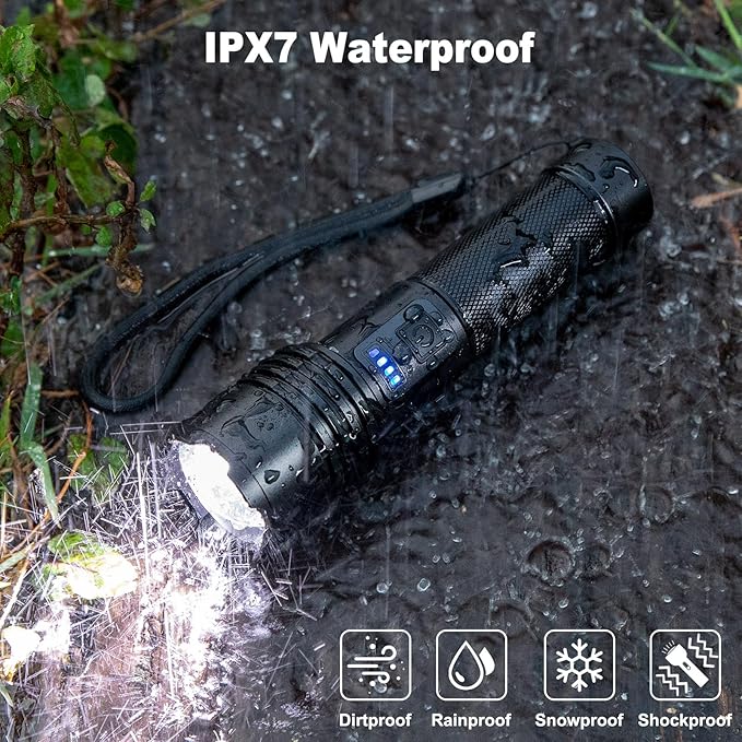 3 Pack Rechargeable Flashlights 90,000 High Lumens, Super Bright LED Flash Light with 3 Light