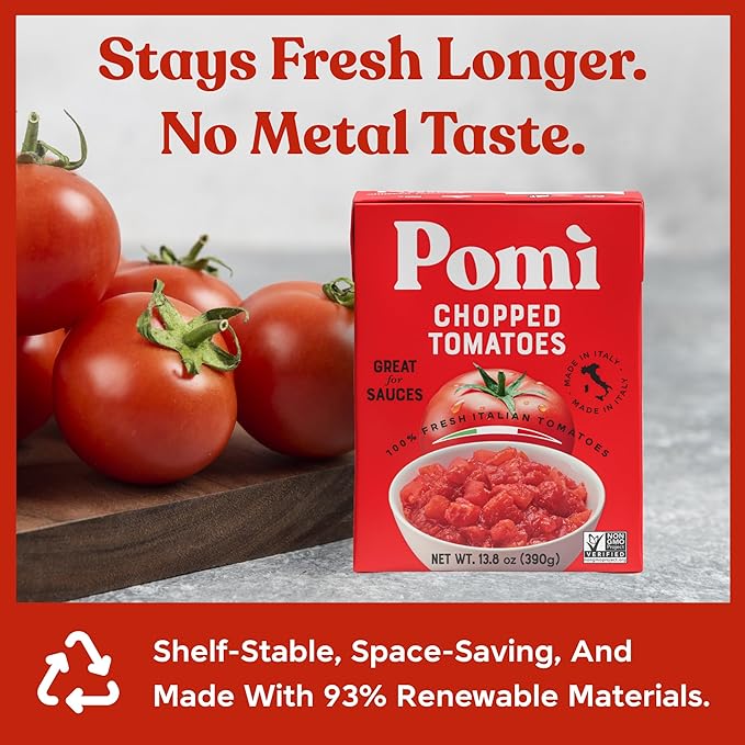 Pomì Chopped Tomatoes 13.8oz (Pack of 12) - Italian Chopped Tomato Made from All Natural 100% Fresh