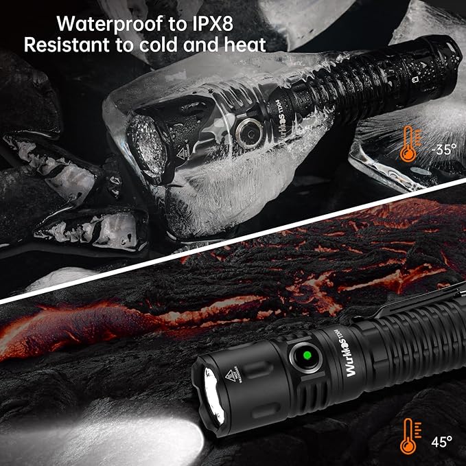 Wurkkos TD04 Tactical Flashlight, Handheld Flashlights Rechargeable, 3000 Lumens Super Bright LED