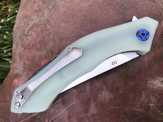 TACTICAL GEARZ Pocket Folding Knife for EDC, D2 Steel Blade, Solid G10 Handle, Includes Sheath