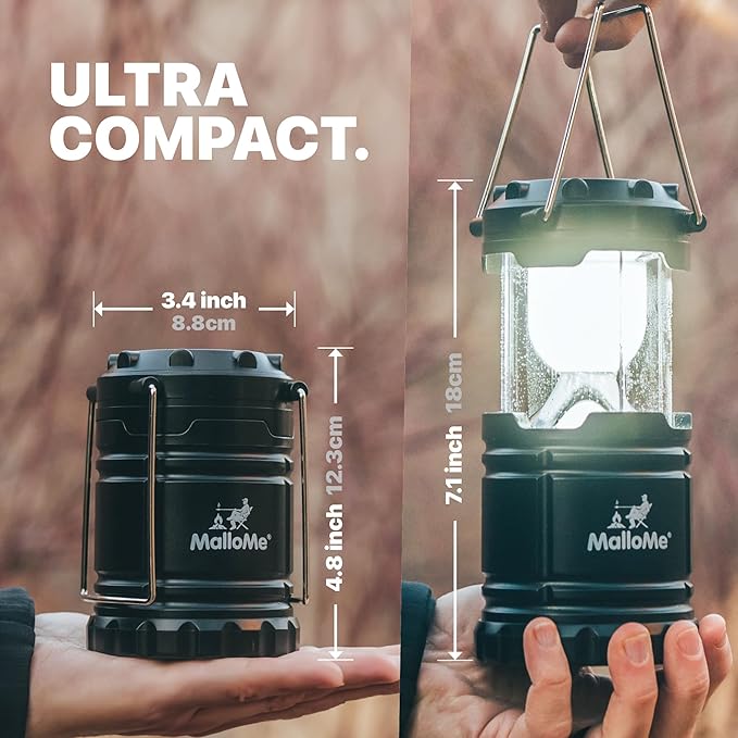 MalloMe Camping Lantern Multicolor 4 Pack Lanterns for Power Outages, Camping Lights for Tent