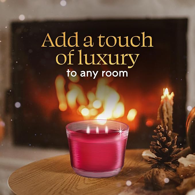 Glade 3-Wick Scented Candle Jar, Pomegranate & Currant, Air Freshener Infused with Essential Oils
