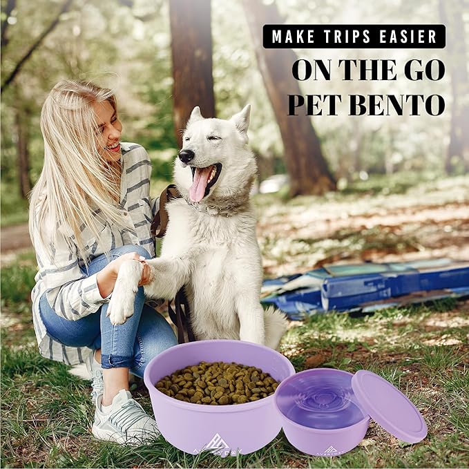 30 Oz Travel Dog Bowls with Lids, 2-in-1 Portable Pet Bowls for Food and Water, Leakproof Travel