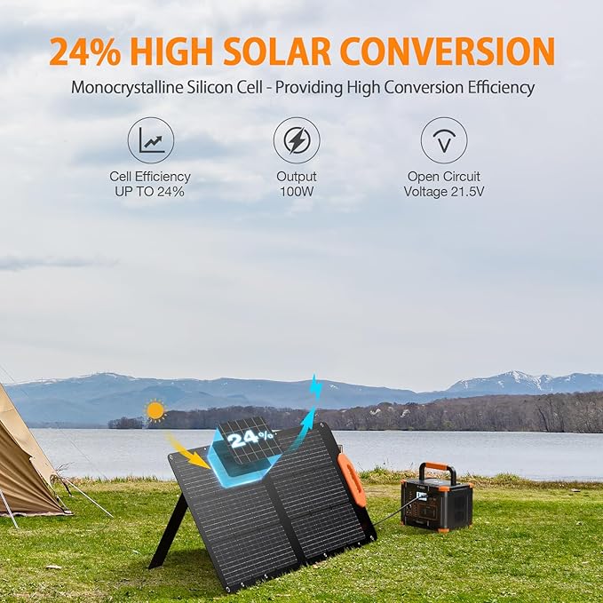GRECELL 100W Solar Panel for Power Station Generator, 21.5V Portable Foldable Solar Panel with Fast