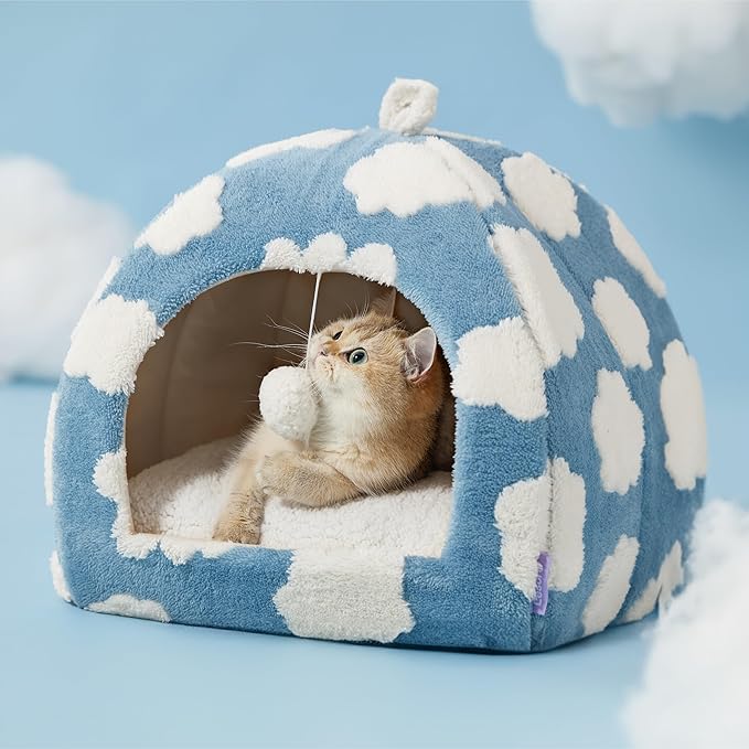 Lesure Cute Cat Beds for Indoor Cats - 2 in 1 Cat Cave Bed for Kittens and Small Pets with