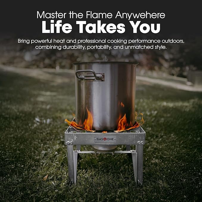 GasOne Stainless Steel Outdoor Propane Burner ??High Pressure Camp Stove with Adjustable Regulator