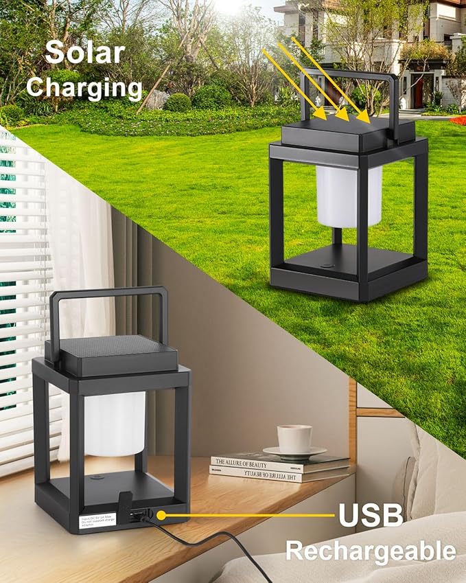 Outdoor Table Lamp, Led Lamps for Nightstand, Solar Lanterns Outdoor Hanging for Patio Waterproof
