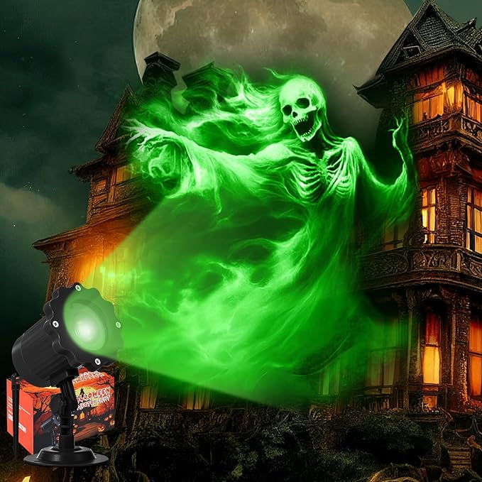 Treela Halloween Projector Lights Outdoor Indoor Dynamic Ghost Skull Lights Decoration Outside LED
