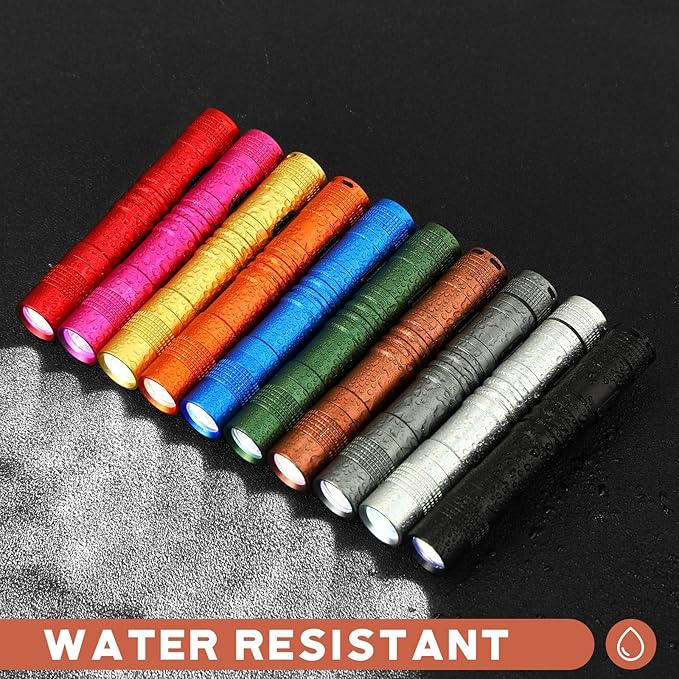 Hortsun 10 Pcs Mini Flashlight Bulk LED Pen with Pocket Small Flashlight with Clip for Outdoor