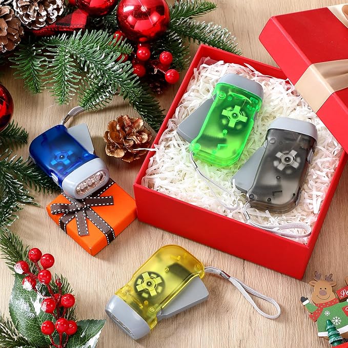 Treela 60 Pack Hand Crank Flashlight Operation Christmas Items Bulk Squeeze Flashlight No Battery
