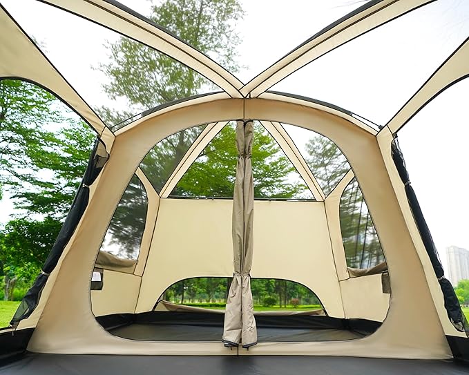 Vidalido 8-10 Person Camping Tent with 3 Door 2 Room Large Family Cabin Tents, Double Layer