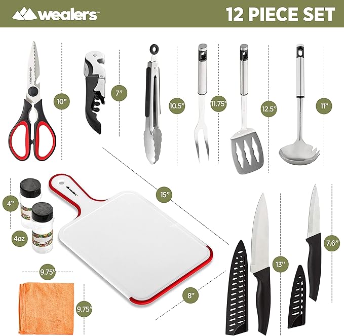 Camp Kitchen Cooking Utensil Set Travel Organizer Grill Accessories Portable Compact Gear for